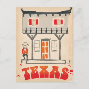 Texas Cowboy Vintage Style Reiseposter Postkarte