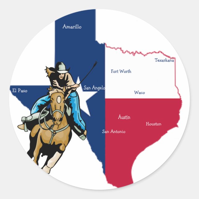 Texas Cowgirl Runder Aufkleber (Vorderseite)