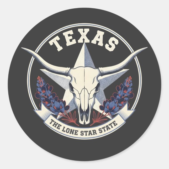 Texas: Der Lone Star Staat Runder Aufkleber (Vorderseite)