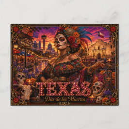 Texas Día de los Muertos Retro Postkarte