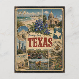 Texas Echtes Vintage-Style Postkarte