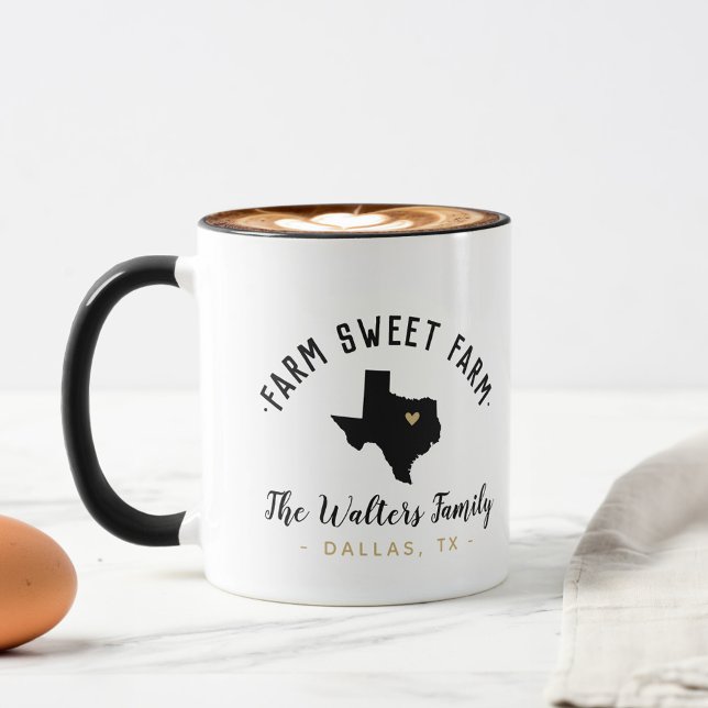 Texas Farm Sweet Farm Famille Monogramme Mug (Créateur téléchargé)