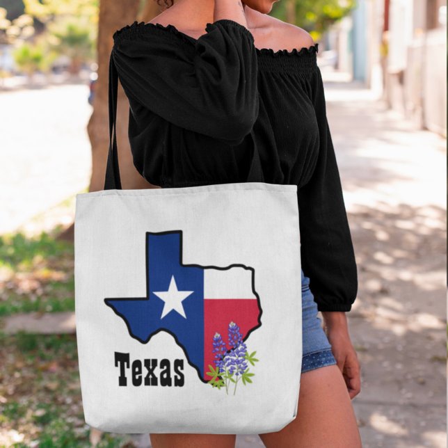 Texas Flag & Blume Bluebonnet mit Individuelle Nam Tasche (Von Creator hochgeladen)