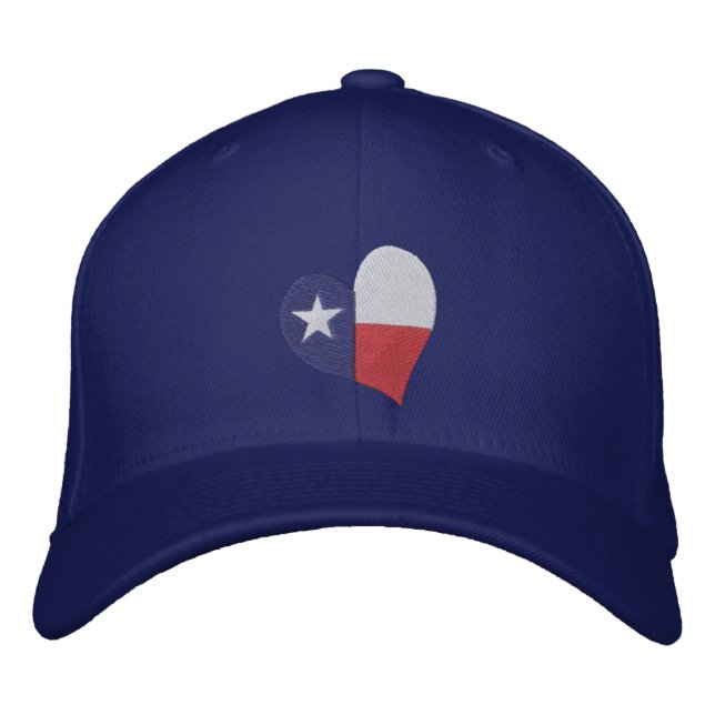 Texas Flag Herz bestickt Hat Bestickte Kappe (Vorderseite)