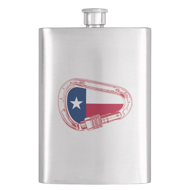 Texas Flag Kletterer Carabiner Flachmann (Vorderseite)