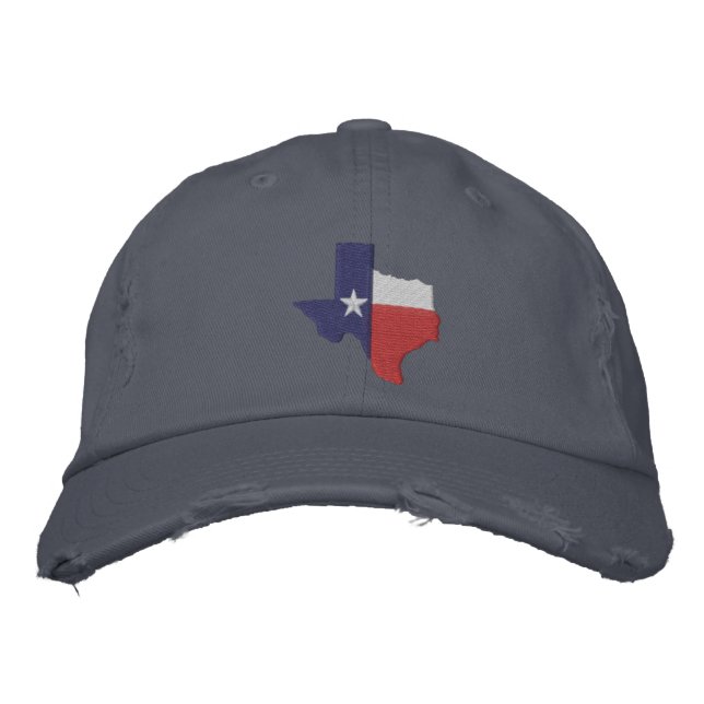 Texas Flag Map Bestickte Baseballkappe (Vorderseite)
