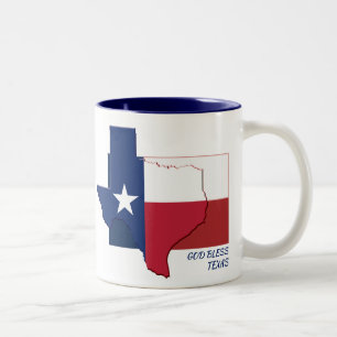 TEXAS FLAG MAP Gott segne individuelle Schrift Zweifarbige Tasse