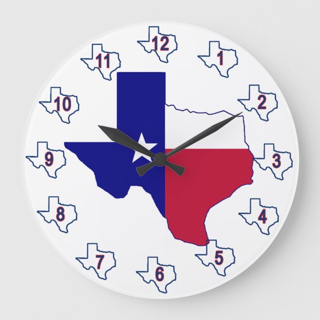 Texas Flag Map Große Wanduhr (Vorderseite)