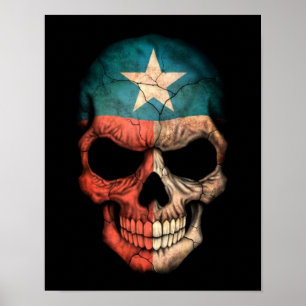Texas Flag Skull auf Schwarz Poster