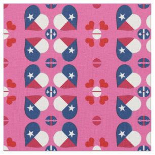 Texas Flag & Texas Hearts mode Fabric / USA Stoff