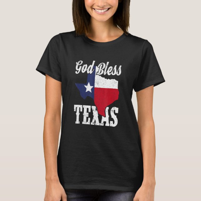 Texas Flag US Staat Patriotic Texan God Bless Texa T-Shirt (Vorderseite)