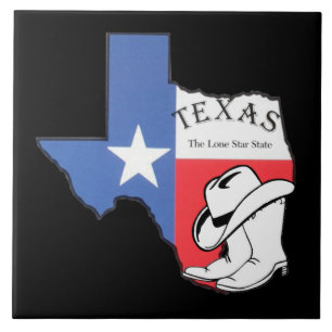 Texas: Flagge und Silhouette von Texas Fliese