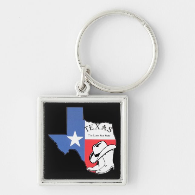 Texas: Flagge und Silhouette von Texas Schlüsselanhänger (Vorne)