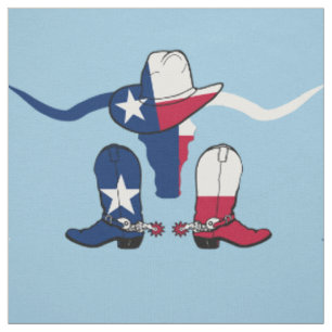 Texas-Flaggen-Ochse, Stiefel und Cowboyhut auf lt Stoff