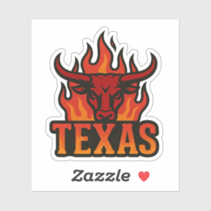 Texas Flame Bull Head - Fiery Longhorn Western Aufkleber