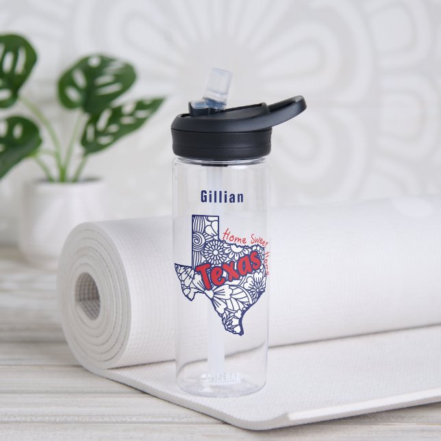 Texas Floral Doodles Personalisiert Trinkflasche (Yoga)