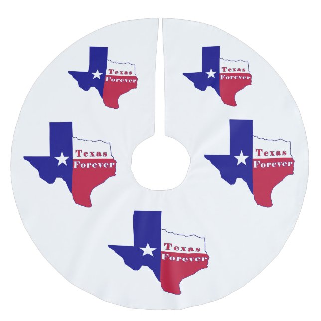 Texas Forever Flag Karte Polyester Weihnachtsbaumdecke (Vorderseite)