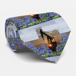Texas-Form mit Öl-PumpeJack und Bluebonnets Krawatte