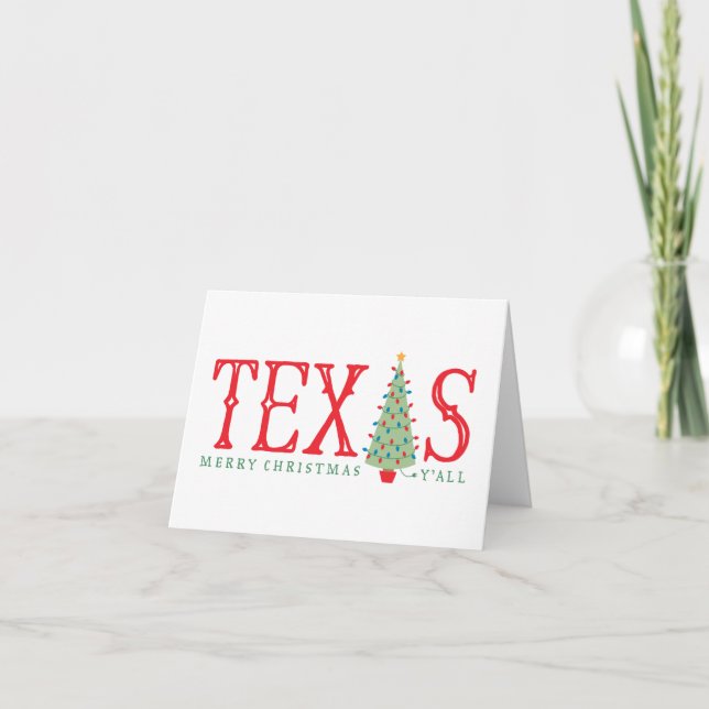 Texas Frohe Weihnachtsbaum Grußkarte Feiertagskarte (Vorderseite)