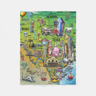 Texas Fun Map Fleecedecke