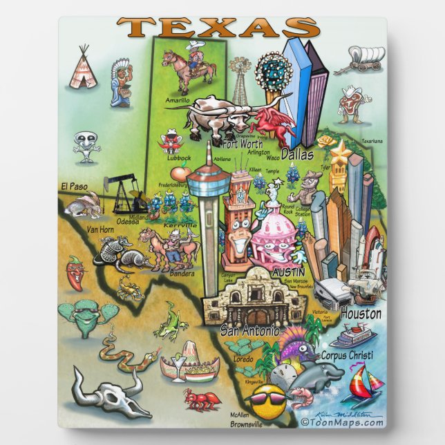 Texas Fun Map Fotoplatte (Vorderseite)