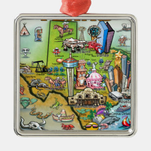 Texas Fun Map Ornament Aus Metall