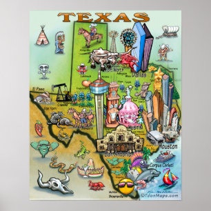 Texas Fun Map Poster