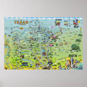 Texas Fun Maps XX Grand Poster