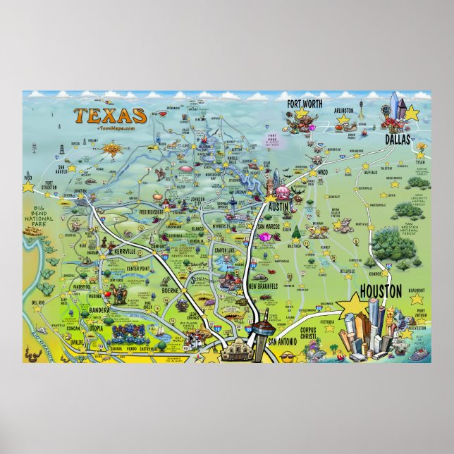 Texas Fun Maps XX Großes Poster (Vorne)