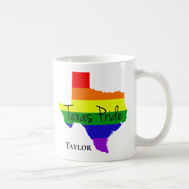 Texas Gay Pride Rainbow LGBTQ Monogram Kaffeetasse (Rechts)