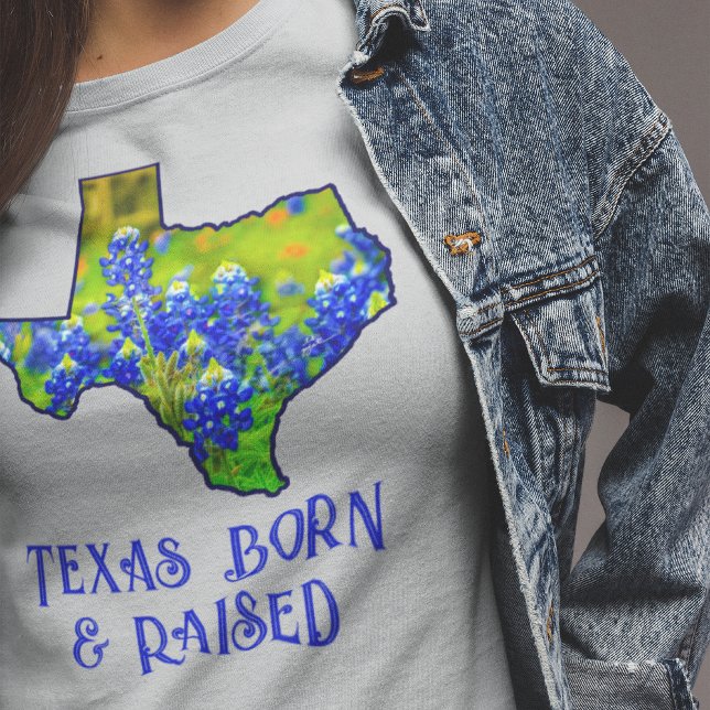 Texas Geborener Bluebonnets Staat von Texas Gray T-Shirt (Von Creator hochgeladen)