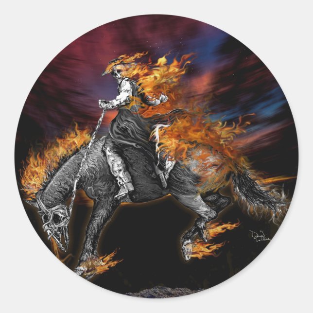 Texas Ghost Rider Runder Aufkleber (Vorderseite)