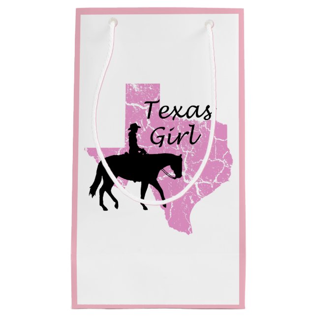 Texas Girl Horseback Pink SGB Kleine Geschenktüte (Vorderseite)