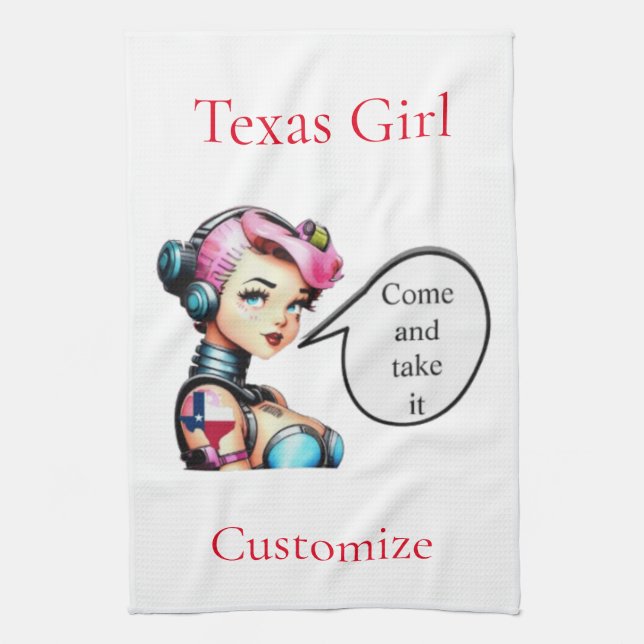 Texas Girl Thunder_Cove Geschirrtuch (Vertikal)