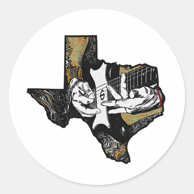 Texas-Gitarre Runder Aufkleber (Vorderseite)