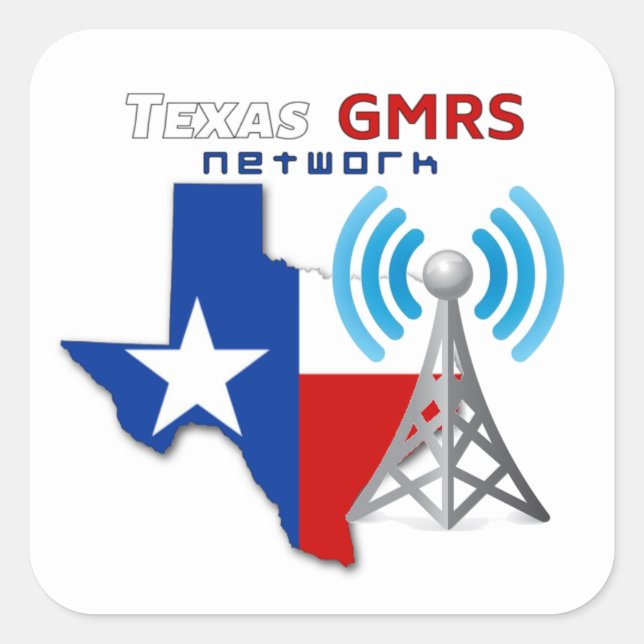 Texas GMRS Network - 3" Decals Quadratischer Aufkleber (Vorderseite)