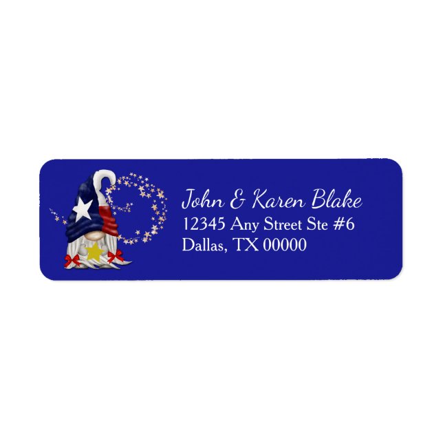 Texas Gnome Star Swirl Rücksendeadresse Etikett (Vorne)