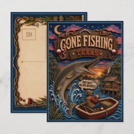 Texas Gone Fishing Alligator Gar Postkarte