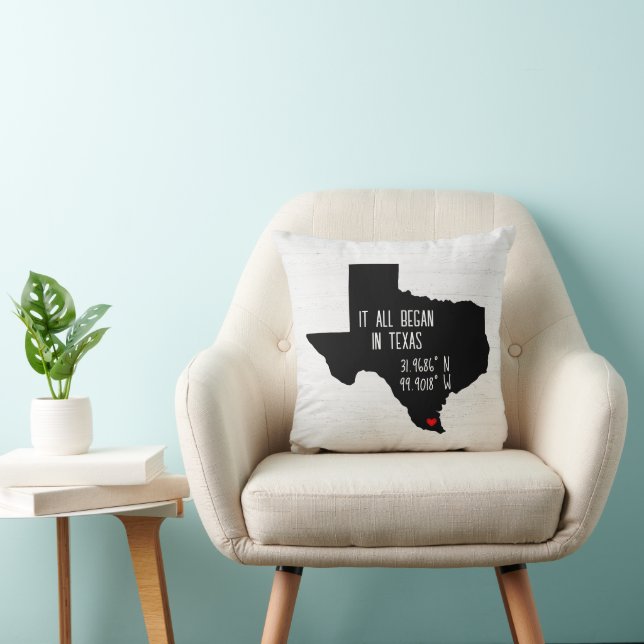 Texas GPS Koordinaten mit Herz Kissen (Stuhl )