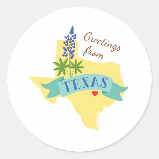 Texas Greetings Runder Aufkleber (Vorderseite)