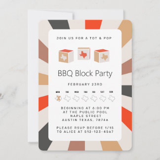 Texas GRILLEN Block Party für Tots & Pops Einladun Einladung