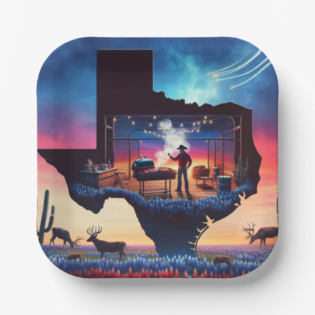 Texas GRILLEN Party 3 Pappteller (Vorderseite)