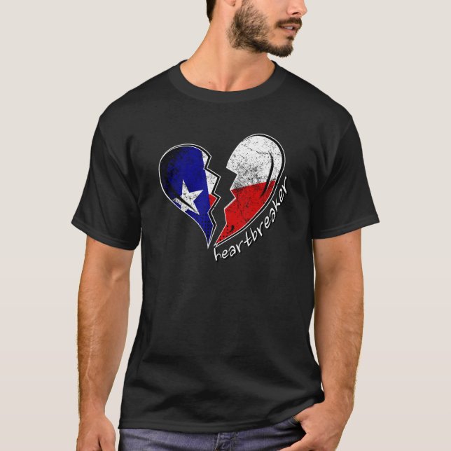 Texas Heartbreaker Texas Flag Broken Heart Texan H T-Shirt (Vorderseite)