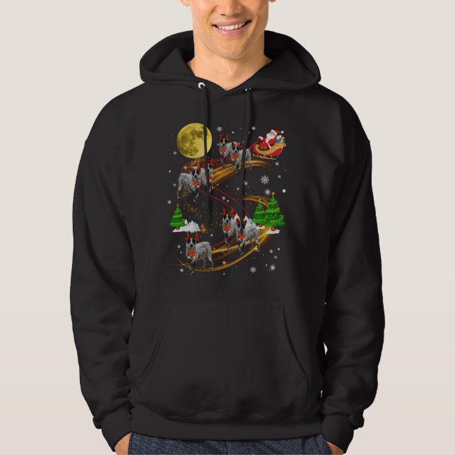 Texas Heeler Rentier Weihnachtshunde reiten Santa  Hoodie (Vorderseite)