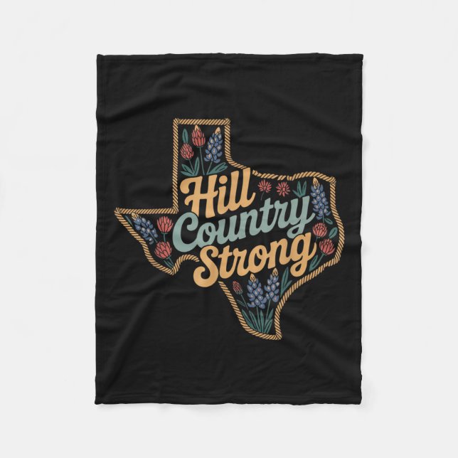 Texas Hill Country 2025 Texas Strong Retro Motivat Fleecedecke (Vorderseite)
