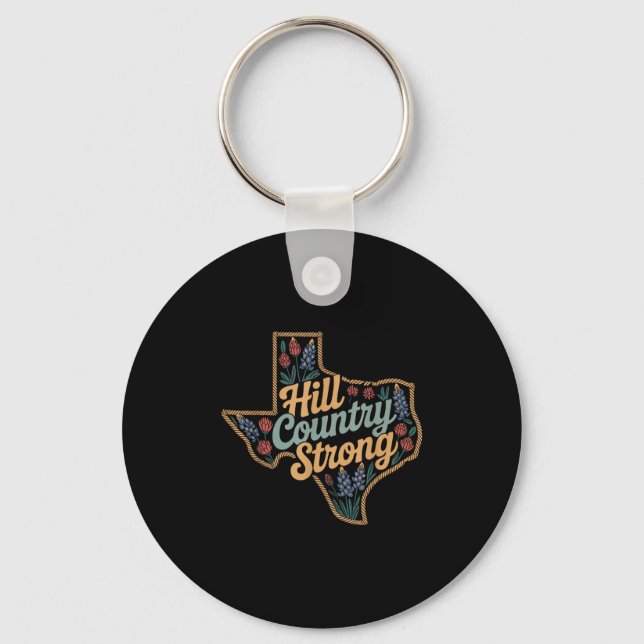 Texas Hill Country 2025 Texas Strong Retro Motivat Schlüsselanhänger (Vorderseite)