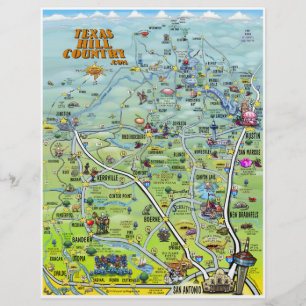 Texas Hill Country Cartoon Karte Flyer