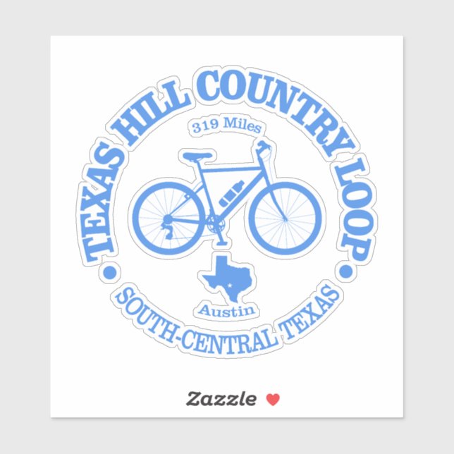 Texas Hill Country (Radfahren) Aufkleber (Blatt)