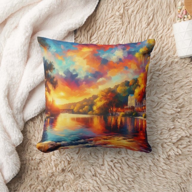 "Texas Hill Country: River Sunset" Kissen (Decke)