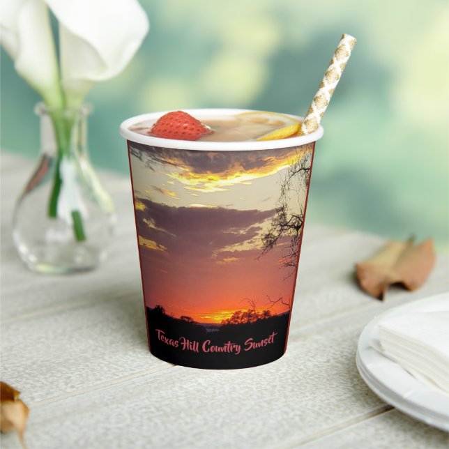 Texas Hill Country Sunset Paper Cup Pappbecher (In Situ)
